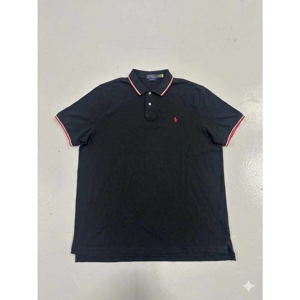 Polo Ralph Lauren Performance Shirt XXL Grey Tipped Polo Red White Black Pony‎